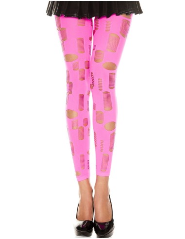 Legging calado rosa neón con agujeros pequeños y grandes - MH35472NEP