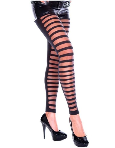 Zwarte fashion legging met opengewerkte voorkant en transparantie - MH35005BLK