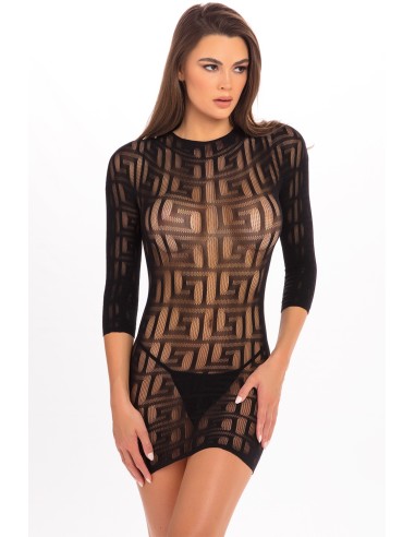 Black mini dress long sleeves - REN7078-BLK