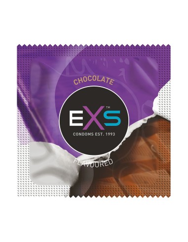 Préservatifs x2 lubrifiés en latex goût chocolat 54mm - EXS400CHOCO