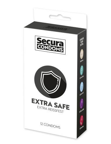 Lubricated, thicker, latex condoms x12 with Extra Safe reservoir 53 mm - R416614