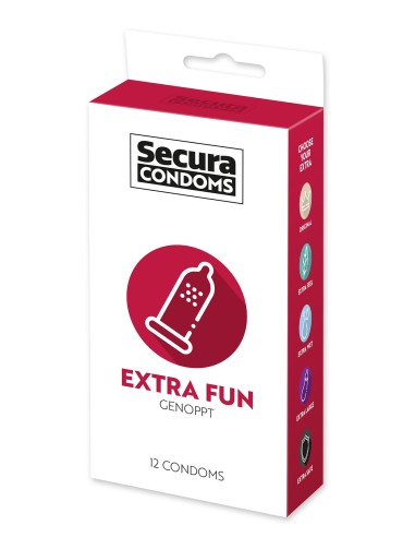 Condooms met glijmiddel en latex nopjes x12 met Extra Fun reservoir 53 mm - R416525