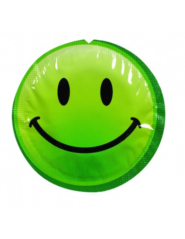 Smiley latex condoom met glijmiddel x 1 willekeurige kleur 54 mm - 100EXSS