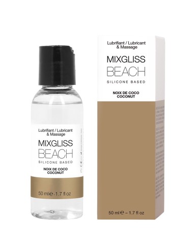 2 en 1 Lubrifiant et huile de massage silicone Mixgliss Beach Noix de coco 50 ML - MG2542