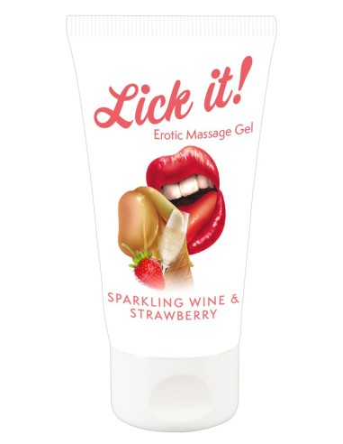 Lubricant and edible vegan massage gel strawberry/sparkling wine flavor 50ml - R625744