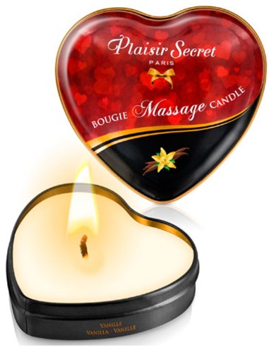 Mini bougie de massage à la vanille boîte coeur 35ml - CC826062