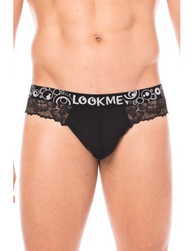 Black delicate lace thong - LM2006-57BLK