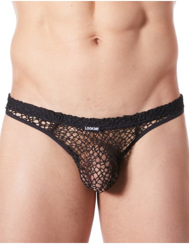 String noir sexy filet irrégulier fétichiste - LM810-57BLK