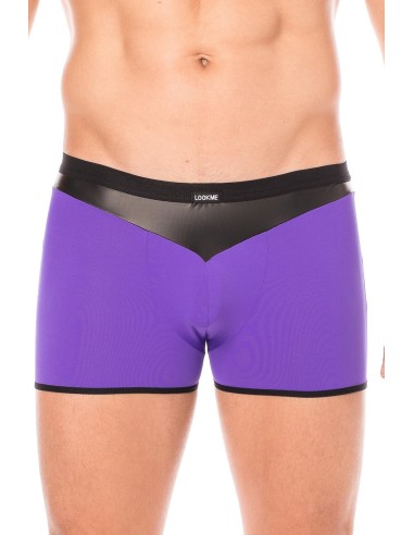 Boxer violet simili cuir brillant - LM2001-67PUR