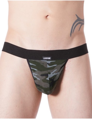 Sexy black thong wide elastic army camouflage decoration - LM814-57BLK