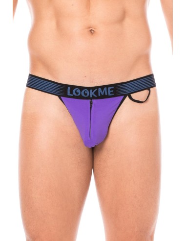 Purple high-cut briefs with zip - LM2003-61PUR