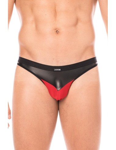 Red shiny faux leather thong - LM2001-57RED