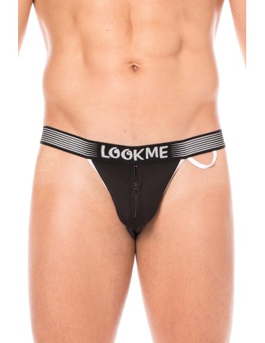 Black high-cut briefs with zip - LM2003-61BLK