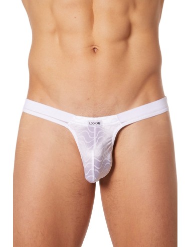 Slip brief blanc vagues satinées et fine maille - LM904-61WHT