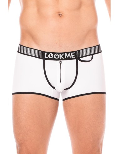 Mini-Pants blanc échancré avec zip - LM2003-68WHT