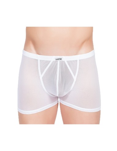 White boxer shorts in fine fishnet - LM92-67WHT