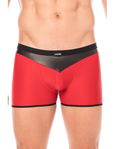 Boxer rouge simili cuir brillant - LM2001-67RED