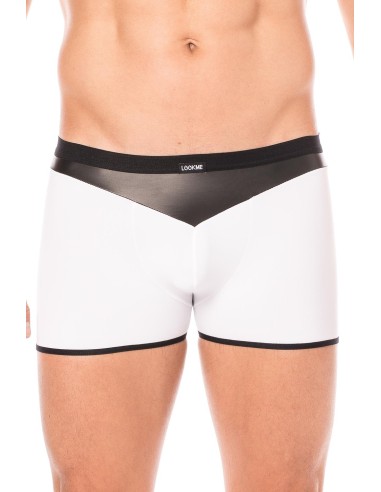 Boxer blanc simili cuir brillant - LM2001-67WHT