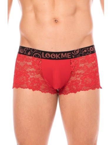 Red boxer shorts in delicate lace - LM2006-67RED