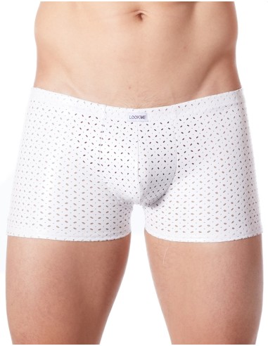 Sexy witte fetish boxershort met opengewerkt vinyleffect - LM811-67WHT