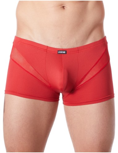 Sexy rode boxershort met fijn V-vormig visnet - LM805-67RED