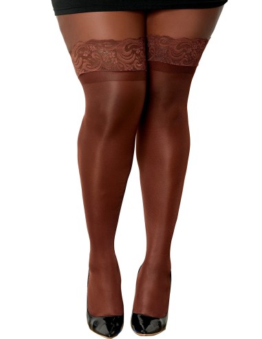 Large size coffee-colored self-fixing nylon stockings - DG0005XESP