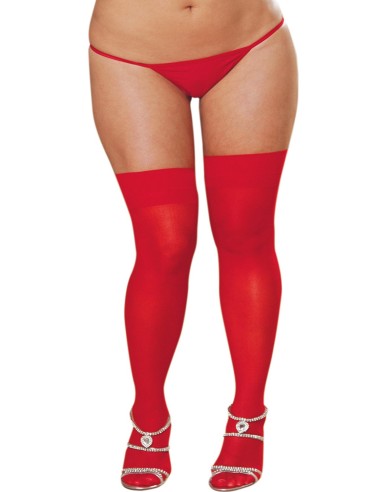 Red nylon stockings with large size seams for suspenders - DG0007XRED