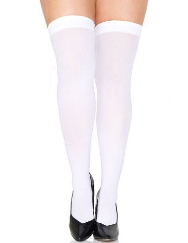 Large size fancy opaque white stockings - MH4745XWHT