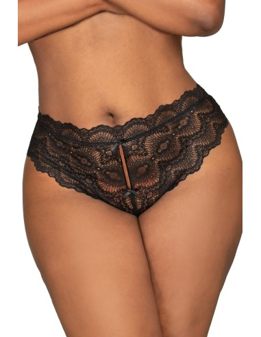 Grote maat zwarte tanga met open kruis - DG1468XBLK