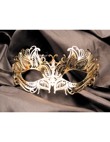 Venetiaans Greta stijf gouden masker met strass steentjes - HMJ-005B