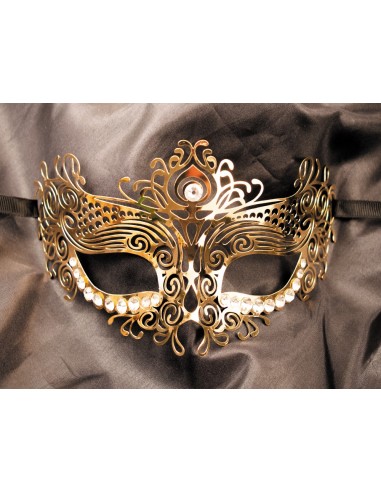 Venetiaans masker Ornella stijf goud met strass steentjes - HMJ-031B