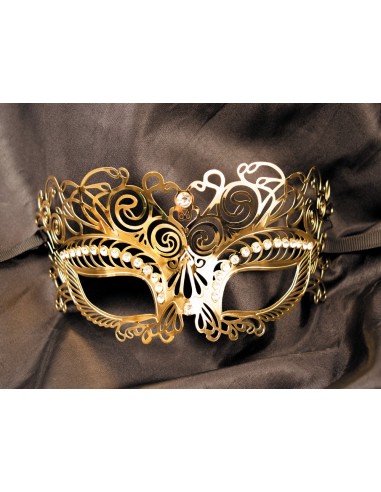 Venetiaans Giulia stijf gouden masker met strass steentjes - HMJ-035B