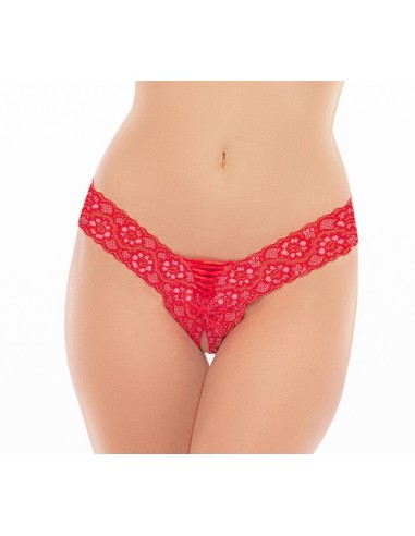 Tanga rojo abierto con cordón frontal - REN1158-RED