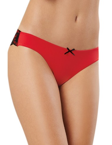 Tanga uni rouge et dentelle noire - DG1380RED