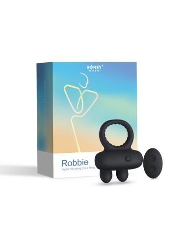 Robbie Vibrating Ring with Bunny Ears - Black