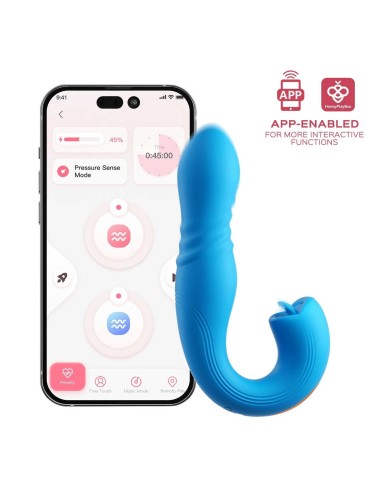 JOI THRUST 2 Blue - G-spot vibrator - clitoral licker - in and out controlled by app