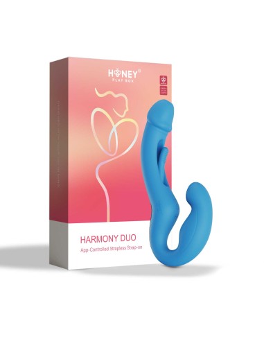 Harmony Duo Strap-on vibrerend met tikken - Blauw