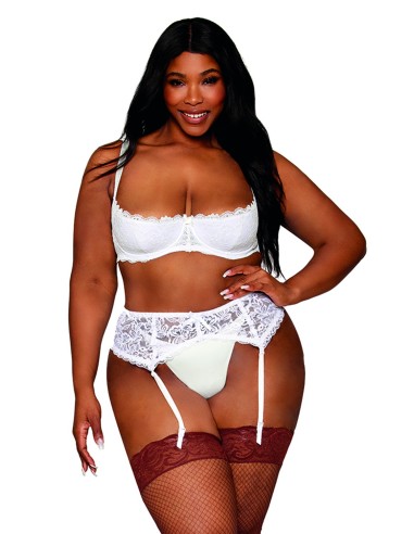 Bra, Large Size, White Lace Underwire Half Breasts - DG13252XWHT