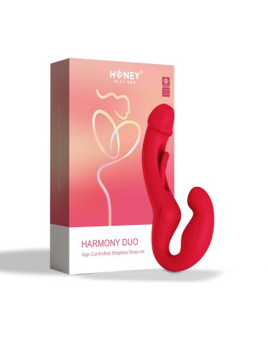 Harmony Duo Strap on vibrador con golpeteo - Rojo