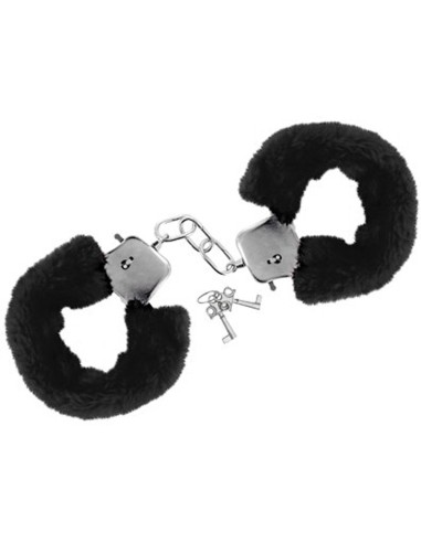 Black furry wrist cuffs with security - CC5140030010