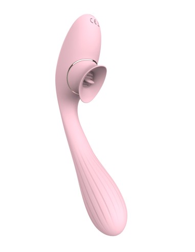 2 in 1 Clitoral stimulator with tongue and vibrator for G USB flexible pink DISA - WS-NV025PNK