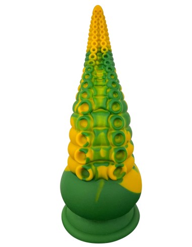 Consolador con ventosa tentáculo Kraken 21 cm verde y amarillo - WS-NV101A