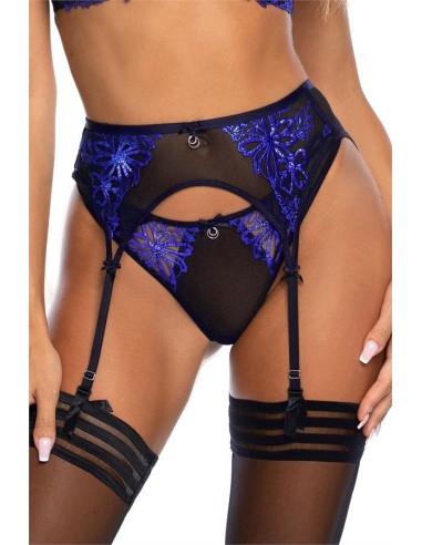 V-10222 Suspender belt - Black and blue