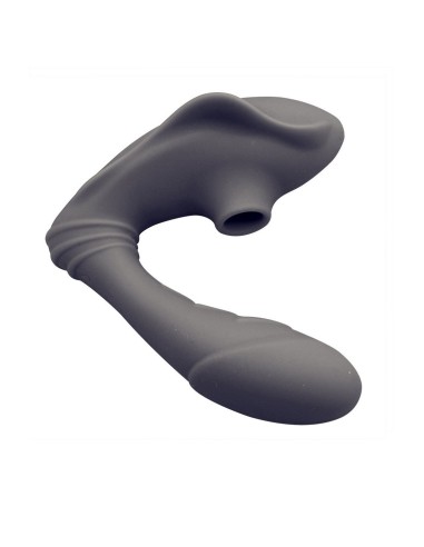 Vibrador y estimulador de clítoris USB negro 2 en 1 - BOZ-042