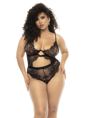 Large size Nairobi body in black lace with underwire, adjustable straps - MAL8854XBLK