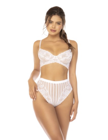 Conjunto de 2 piezas Emberly blanco, sujetador de cintura alta y braguita - MAL8842WHT