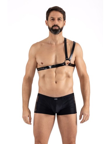 Men's faux leather harness with double straps on the shoulder - LM302400308