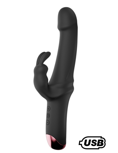 PLAYER, Vibrador USB Rabbit, de silicona médica suave y tersa, con 10 modos de vibración - MS219BLK