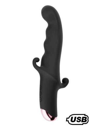 BLACK KNIGHT, Vibrador Punto G USB en suave silicona médica, con 10 modos de vibración - MS218BLK