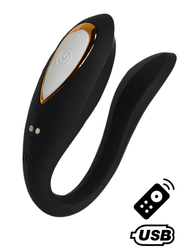 OSMOSE, USB couple stimulator, double head, with remote control, in medical silicone - BQ602BLK